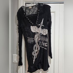 Affliction Black and White Long Sleeve Graphic Tee